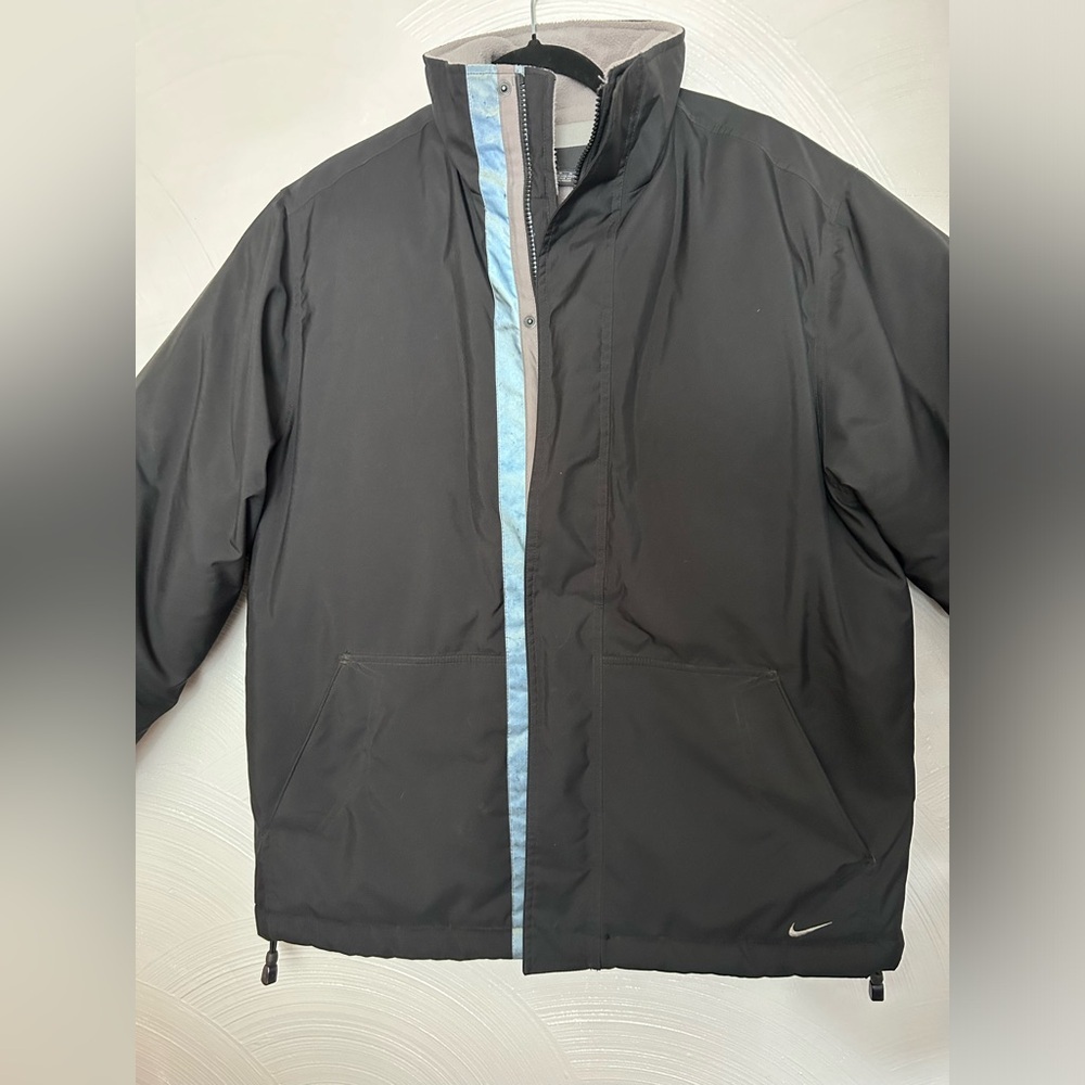 Nike Jacket Mens M Black Down Insulated Lined Coat Full Zip